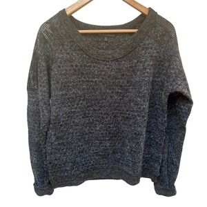 Lucca Couture Women's Grey Knit Sweater Mesh Sleeve Detail Size M